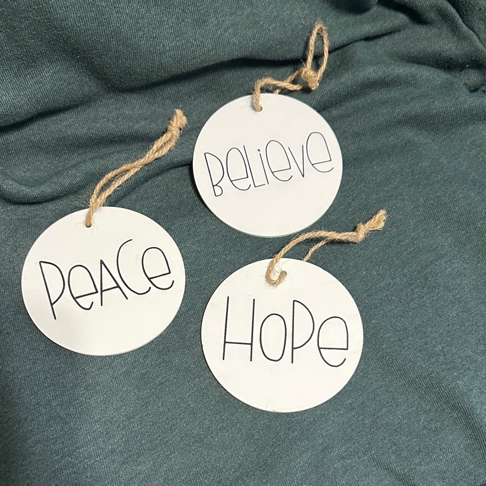 Hobby Lobby White Inspirational Ornaments Set